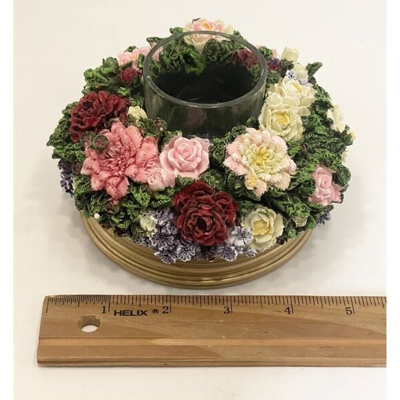 NIB 3D Floral Votive Candle Holder Resin Capodimonte Style God Religion Faith - Picture 7 of 10